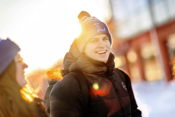 Man outside in wintertime