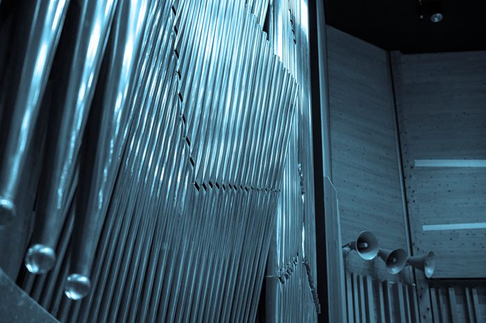 Close-up of organ pipes