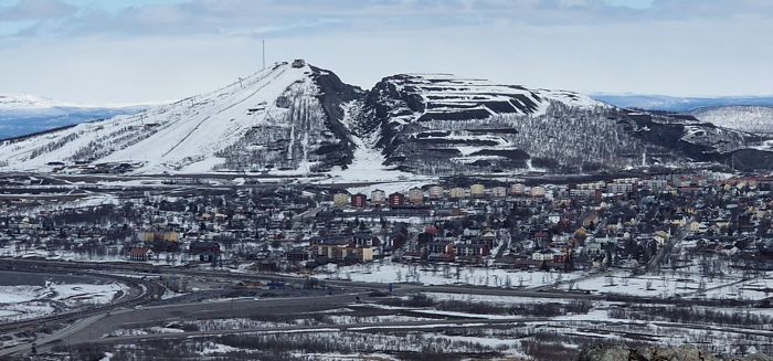 Kiruna med Luossavaragruvan i bakgrunden