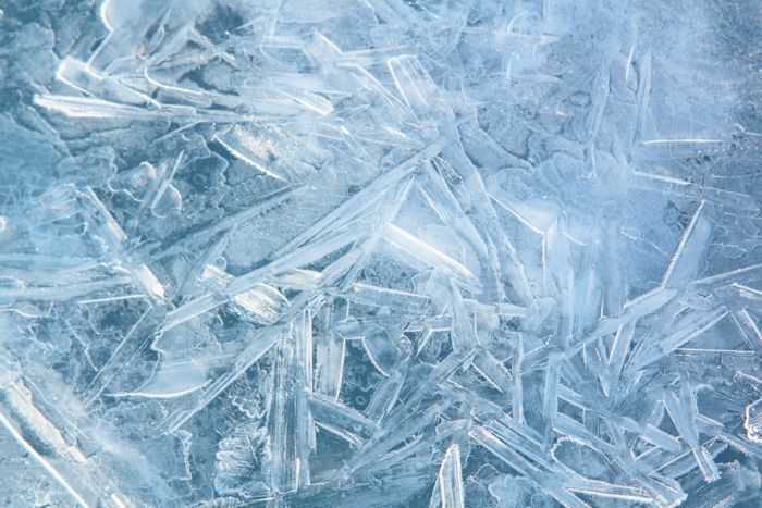 Närbild på iskristaller
